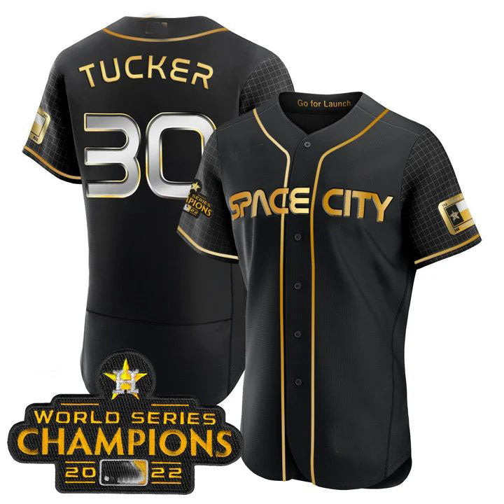 #30 Kyle Tucker Houston Astros black 2023 SPACE CITY CHAMPIONS FLEX JERSEY ¡§C ALL STITCHED Baseball Jerseys