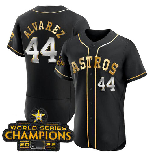 #44 Yordan Alvarez Houston Astros 2023 SPACE CITY CHAMPIONS FLEX JERSEY ¡§C black ALL STITCHED Baseball Jerseys