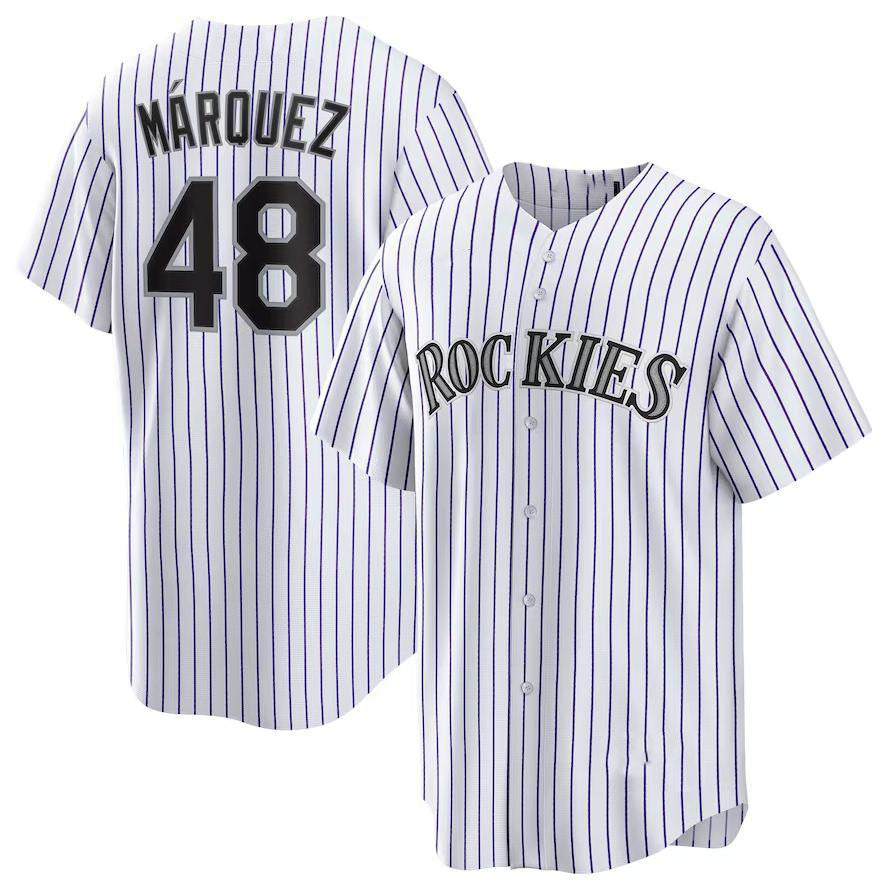 Colorado Rockies #48 Germ¡§¡én M¡§¡érquez White Home Replica Player Name Jersey Baseball Jerseys