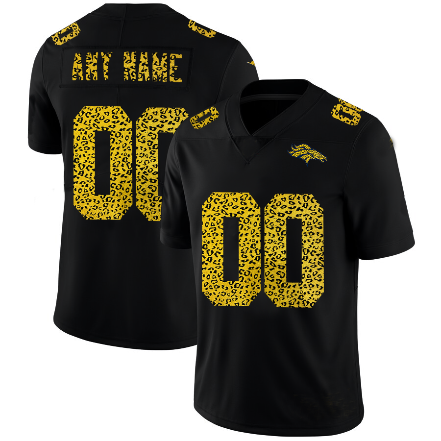 Custom D.Broncos Leopard Print Fashion Vapor Limited Jersey Black Stitched Jersey American Football Jerseys