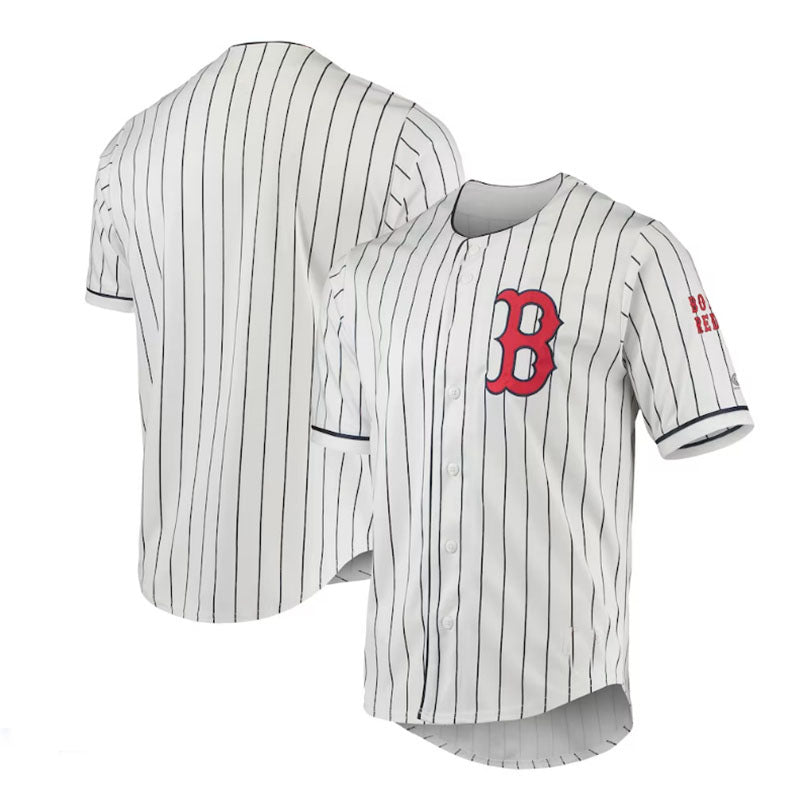 Boston Red Sox True-Fan White Navy Pinstripe Jersey Baseball Jerseys
