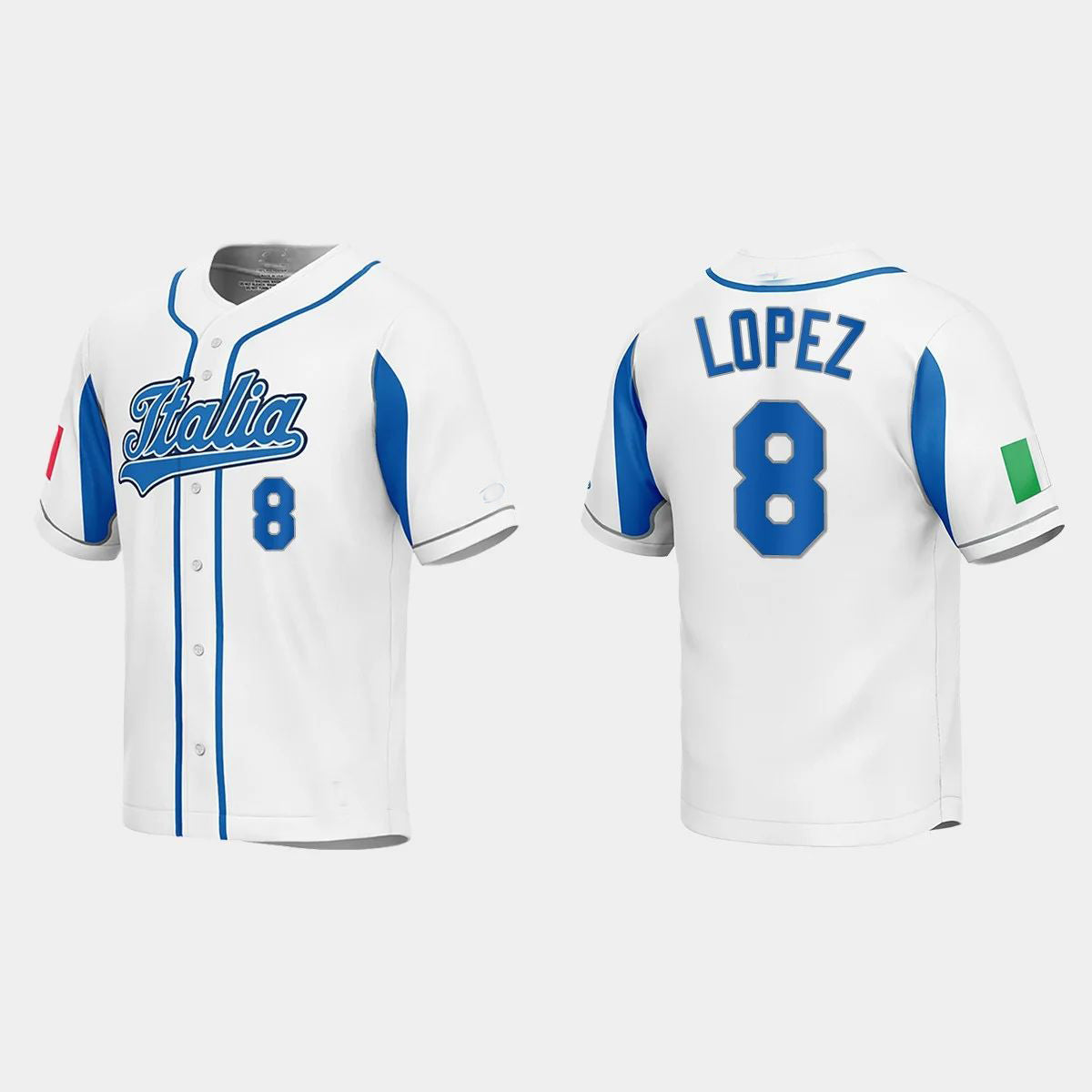 #8 NICKY LOPEZ ITALY BASEBALL 2023 WORLD BASEBALL CLASSIC JERSEY ¡§C WHITE Stitches Baseball Jerseys