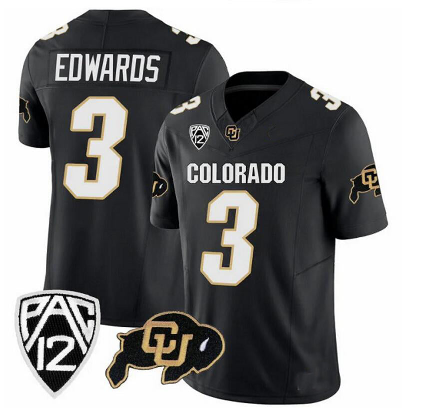#3 EDWAROS C.Buffaloes Original Retro Brand NIL Football Player Jersey ¨C Black Stitched American College Jerseys
