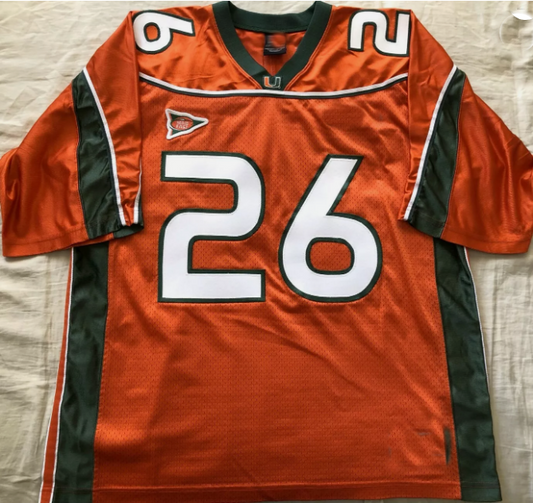 M.Hurricanes #26 Sean Taylor 2001-03 authentic orange jersey Big East patch American Stitched College Jerseys