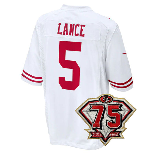 Men's Kids Women's San Francisco 49ers #5 Trey Lance Football Jersey Red White Black