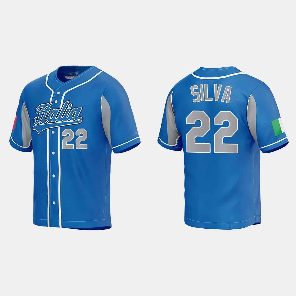 #22 TIAGO DA SILVA ITALY BASEBALL 2023 WORLD BASEBALL CLASSIC JERSEY ¡§C ROYAL Stitches Baseball Jerseys