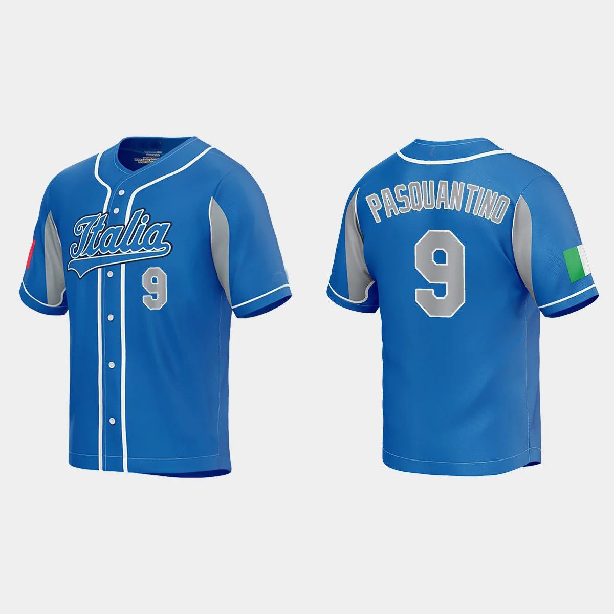 #9 VINNIE PASQUANTINO ITALY BASEBALL 2023 WORLD BASEBALL CLASSIC JERSEY ¡§C ROYAL Stitches Baseball Jerseys