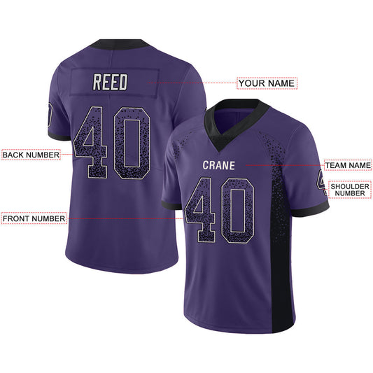 Custom B.Raven Men's American Purple Fashion Vapor Limited Stitched Football Jersey