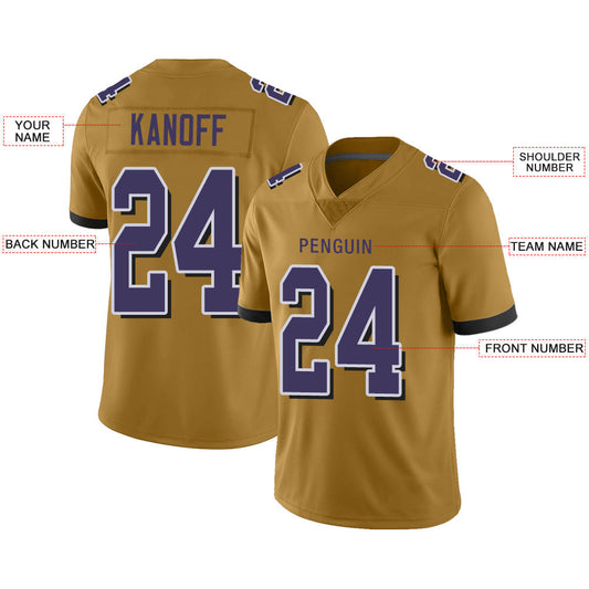 Custom B.Raven Men's American Gold Fashion Vapor Limited Stitched Football Jerseys