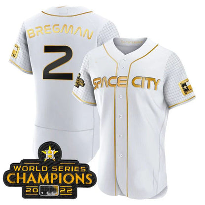 #2 Alex Bregman Houston Astros WHITE 2023 SPACE CITY CHAMPIONS FLEX JERSEY ¡§C ALL STITCHED Baseball Jerseys