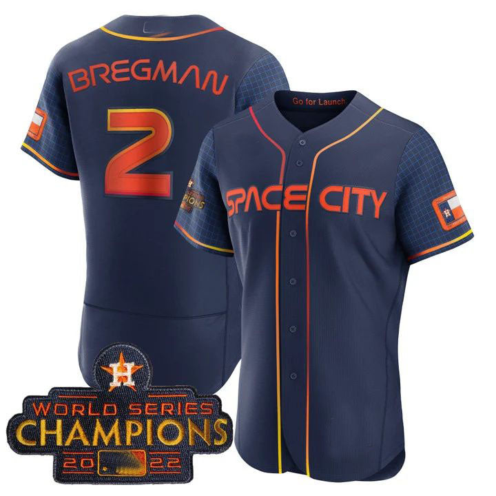 #2 Alex Bregman Houston Astros 2023 SPACE CITY CHAMPIONS FLEX JERSEY ¡§C BLHE ALL STITCHED Baseball Jerseys