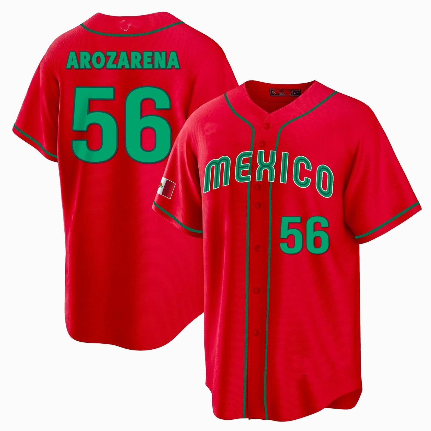 #56 RANDY AROZARENA MEXICO BASEBALL 2023 WORLD BASEBALL CLASSIC REPLICA JERSEY ¡§C RED Stitches Baseball Jerseys