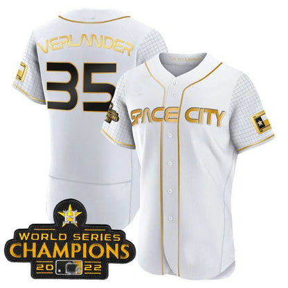 #35 Justin Verlander Houston Astros white 2023 SPACE CITY CHAMPIONS FLEX JERSEY ¡§C ALL STITCHED Baseball Jerseys