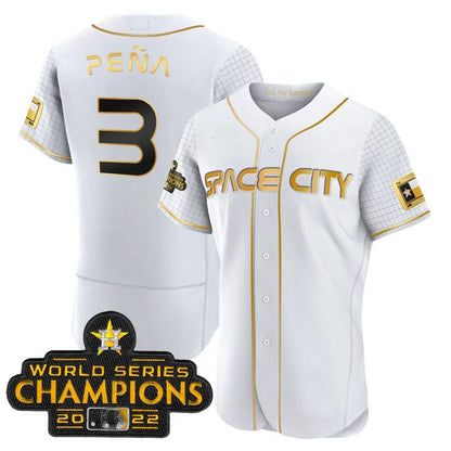 #3 Jeremy Pena Houston Astros BLACK 2023 SPACE CITY CHAMPIONS FLEX JERSEY ¡§CWHITE ALL STITCHED Baseball Jerseys