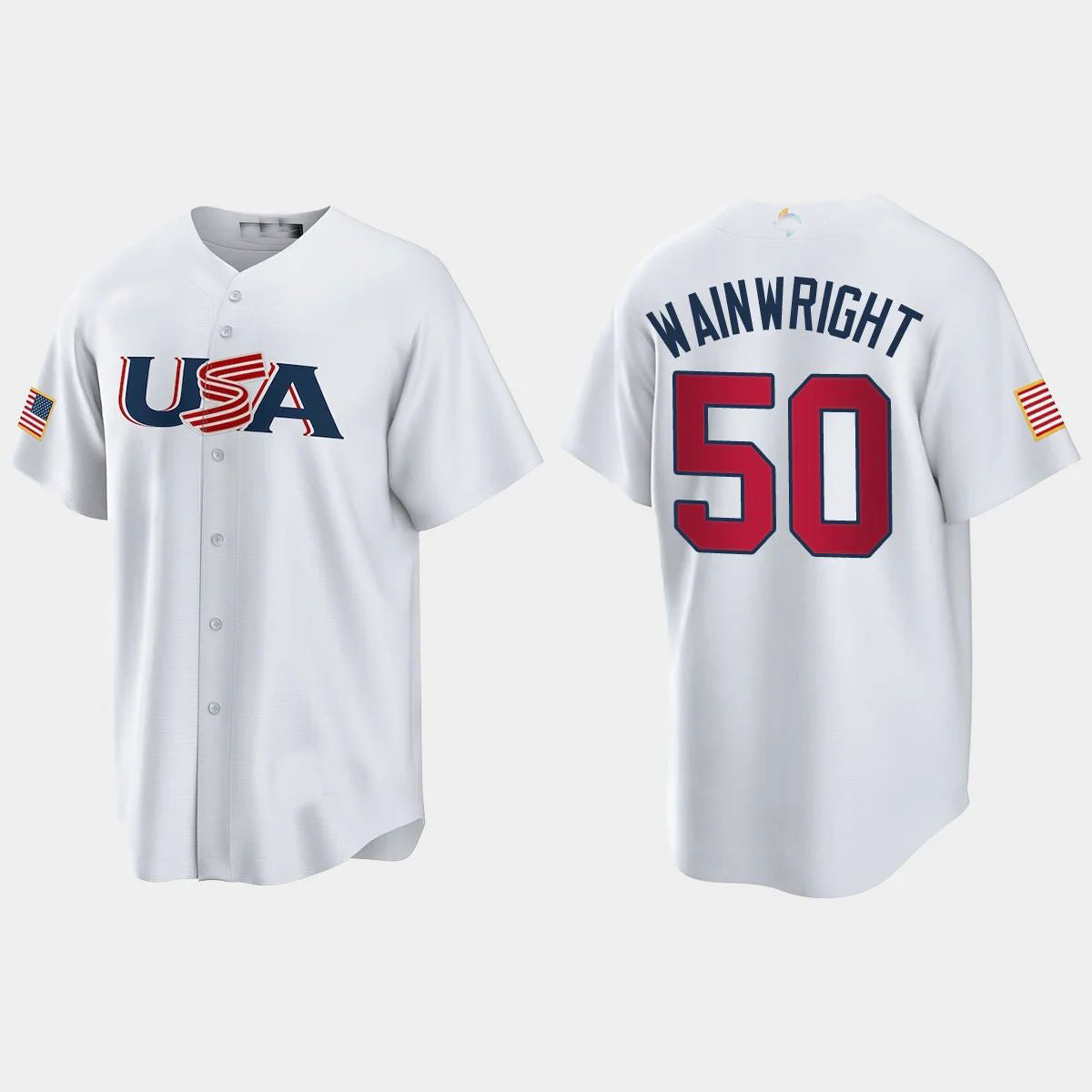 ADAM WAINWRIGHT ST. LOUIS CARDINALS 2023 WORLD BASEBALL CLASSIC USA REPLICA JERSEY ¡§C WHITE Stitches Baseball Jerseys