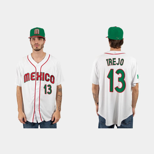 #13 ALAN TREJO MEXICO BASEBALL 2023 WORLD BASEBALL CLASSIC JERSEY ¡§C WHITE  Stitches Baseball Jerseys