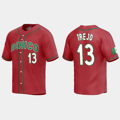 #13 ALAN TREJO MEXICO BASEBALL 2023 WORLD BASEBALL CLASSIC REPLICA JERSEY ¡§C RED  Stitches Baseball Jerseys