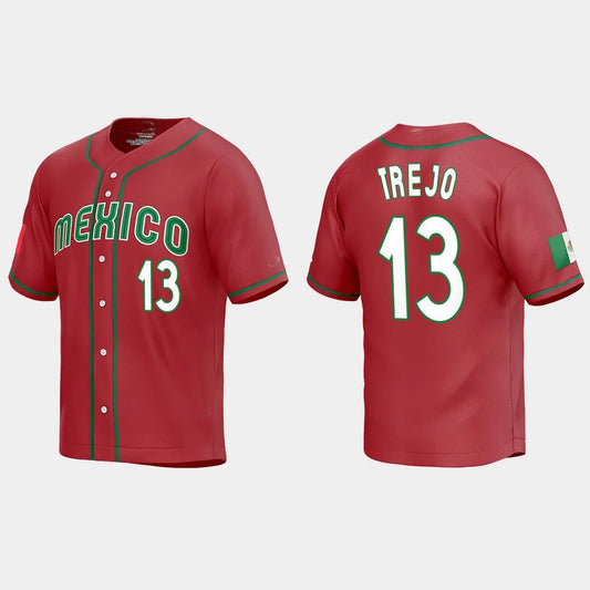 #13 ALAN TREJO MEXICO BASEBALL 2023 WORLD BASEBALL CLASSIC REPLICA JERSEY ¡§C RED  Stitches Baseball Jerseys