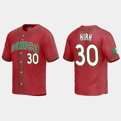 #30 ALEJANDRO KIRK MEXICO BASEBALL 2023 WORLD BASEBALL CLASSIC REPLICA JERSEY ¡§C RED Stitches Baseball Jerseys