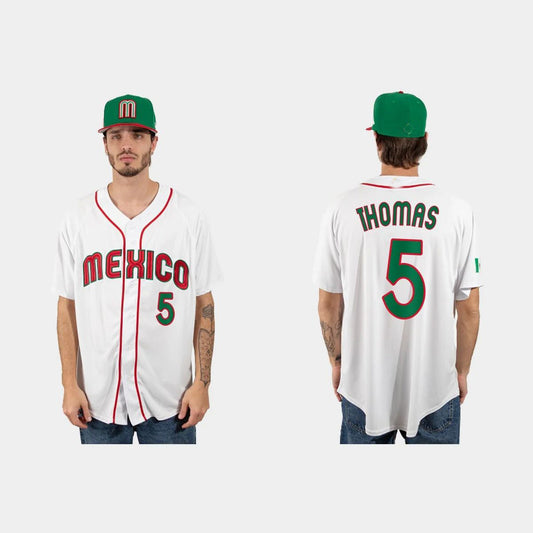 #5 ALEK THOMAS MEXICO BASEBALL 2023 WORLD BASEBALL CLASSIC JERSEY ¡§C WHITE Stitches Baseball Jerseys
