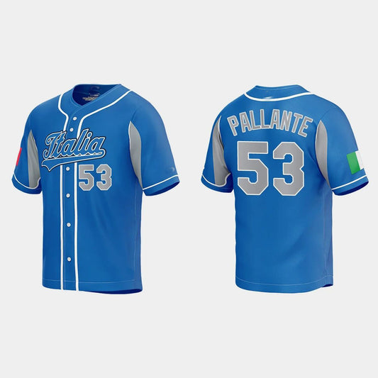#53 ANDRE PALLANTE ITALY BASEBALL 2023 WORLD BASEBALL CLASSIC JERSEY ¡§C ROYAL Stitches Baseball Jerseys