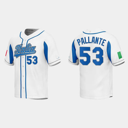 #53 ANDRE PALLANTE ITALY BASEBALL 2023 WORLD BASEBALL CLASSIC JERSEY ¡§C WHITE Stitches Baseball Jerseys