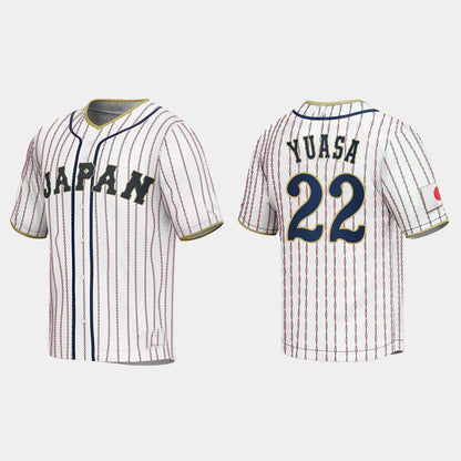 #22 ATSUKI YUASA JAPAN BASEBALL 2023 WORLD BASEBALL CLASSIC JERSEY ¡§C WHITE Stitches Baseball Jerseys