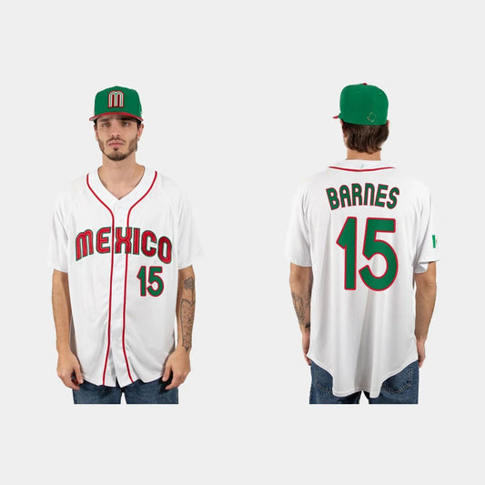 #15 AUSTIN BARNES MEXICO BASEBALL 2023 WORLD BASEBALL CLASSIC JERSEY ¡§C WHITE Stitches Baseball Jerseys