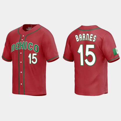 #15 AUSTIN BARNES MEXICO BASEBALL 2023 WORLD BASEBALL CLASSIC REPLICA JERSEY ¡§C RED Stitches Baseball Jerseys