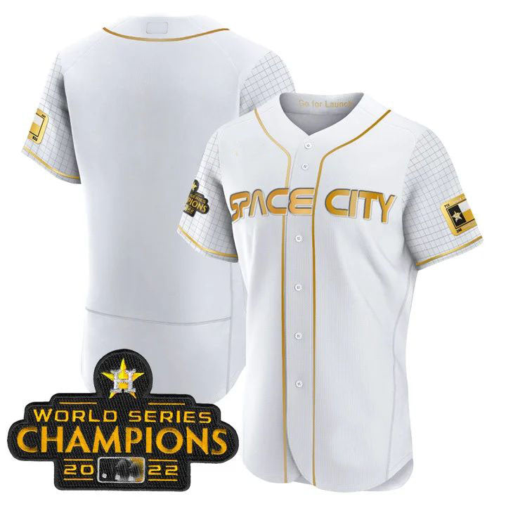 Houston Astros WHITE 2023 SPACE CITY CHAMPIONS FLEX JERSEY ¡§C ALL STITCHED Baseball Jerseys