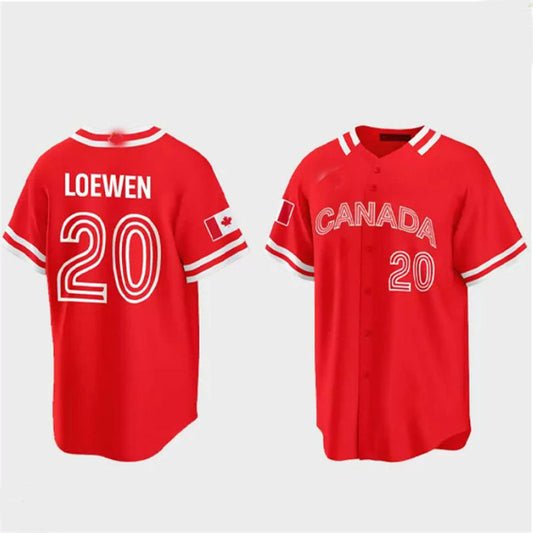 #20 Adam Loewen Canada 2023 World Baseball Classic Jersey ¡§C Red Stitches Baseball Jerseys