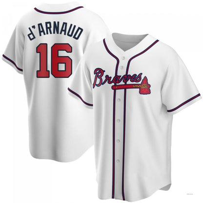 Atlanta Braves #16 Travis d?¡¥Arnaud White Home Jersey Stitches Baseball Jerseys
