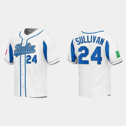 #24 BRETT SULLIVAN ITALY BASEBALL 2023 WORLD BASEBALL CLASSIC JERSEY ¡§C WHITE Stitches Baseball Jerseys