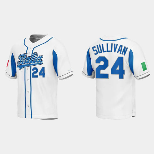 #24 BRETT SULLIVAN ITALY BASEBALL 2023 WORLD BASEBALL CLASSIC JERSEY ¡§C WHITE Stitches Baseball Jerseys