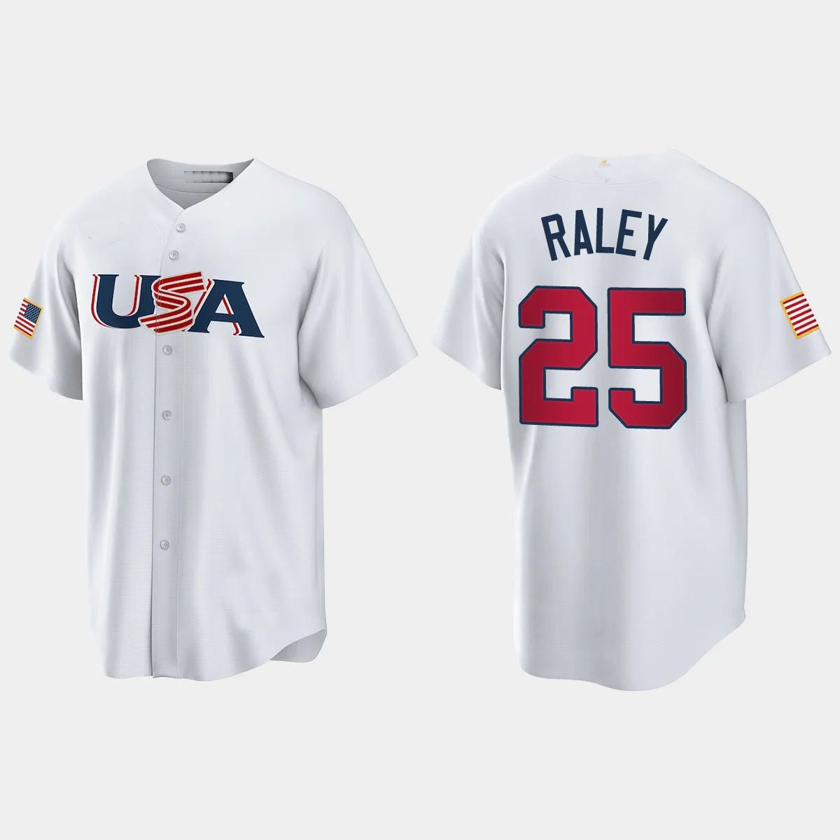 #25 BROOKS RALEY NEW YORK METS 2023 WORLD BASEBALL CLASSIC USA REPLICA JERSEY ¡§C WHITE Stitches Baseball Jerseys