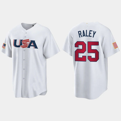 #25 BROOKS RALEY NEW YORK METS 2023 WORLD BASEBALL CLASSIC USA REPLICA JERSEY ¡§C WHITE Stitches Baseball Jerseys