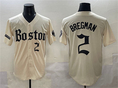 Boston Red Sox #2 Alex Bregman Cream Gothic Vapor Limited Stitched Baseball Jersey