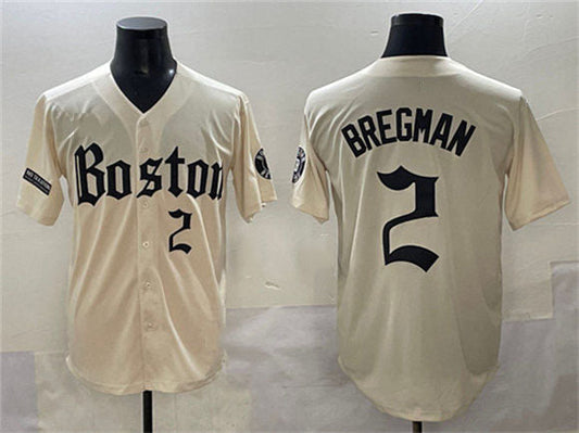 Boston Red Sox #2 Alex Bregman Cream Gothic Vapor Limited Stitched Baseball Jersey