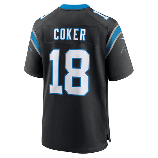 C.Panthers #18 Jalen Coker Black Team Game Stitched American Football Jerseys