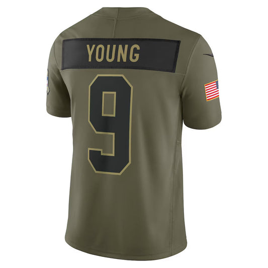 C.Panthers #9 Bryce Young Olive 2025 Salute to Service Limited Stitched American Football Jerseys