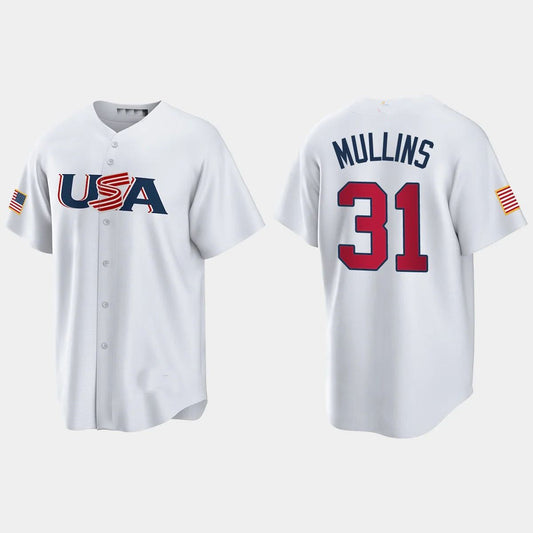 #31 CEDRIC MULLINS BALTIMORE ORIOLES 2023 WORLD BASEBALL CLASSIC USA REPLICA JERSEY ¡§C WHITE Stitches Baseball Jerseys