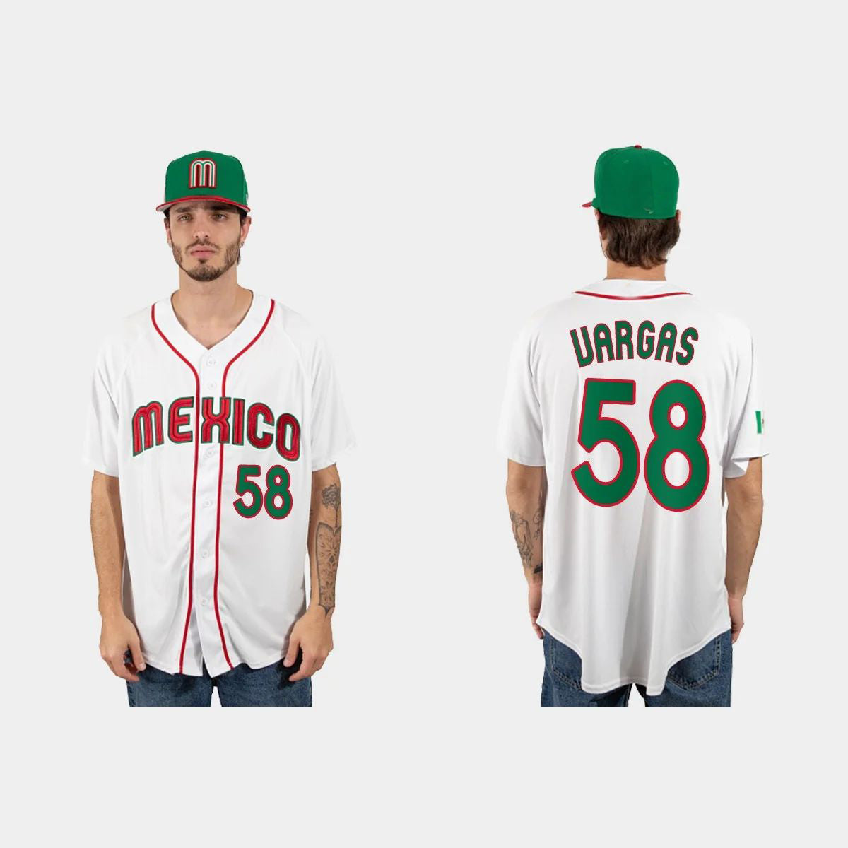 #58 CESAR VARGAS MEXICO BASEBALL 2023 WORLD BASEBALL CLASSIC JERSEY ¡§C WHITE Stitches Baseball Jerseys