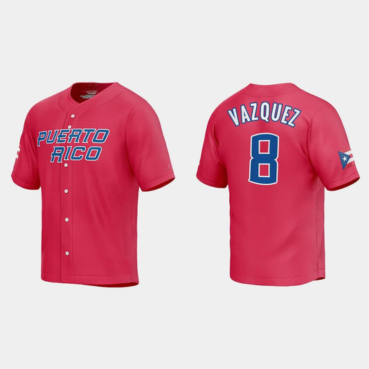 #8 CHRISTIAN VAZQUEZ WORLD BASEBALL CLASSIC 2023 WORLD BASEBALL CLASSIC JERSEY ¡§C RED Stitches Baseball Jerseys