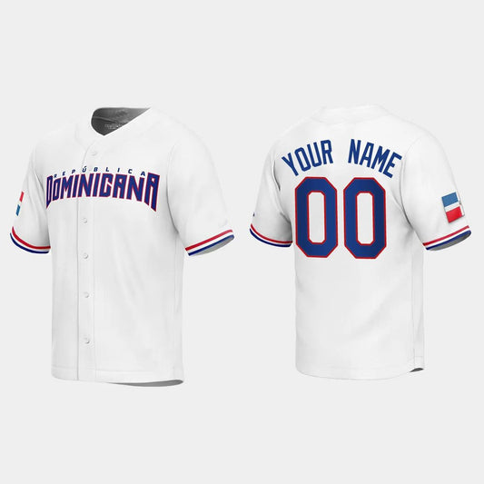 CUSTOM DOMINICAN REPUBLIC BASEBALL 2023 WORLD BASEBALL CLASSIC REPLICA JERSEY ¨C WHITE Stitches Baseball Jerseys