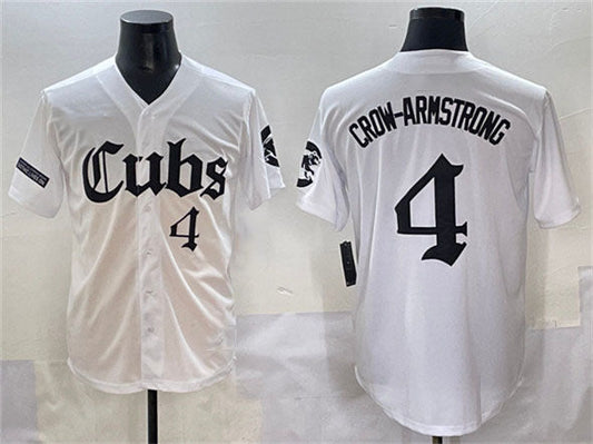 Chicago Cubs #4 Pete Crow-Armstrong White 'Gothic North Side Edition' Vapor Premier Limited Stitched Baseball Jersey