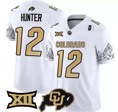C.Buffalo #12 Travis Hunter White Fuse Stitched Football College Jersey
