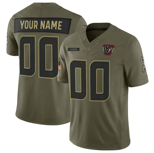 Custom H.Texans Active Player Olive 2025 F.U.S.E. Salute to Service Stitched Football Jersey