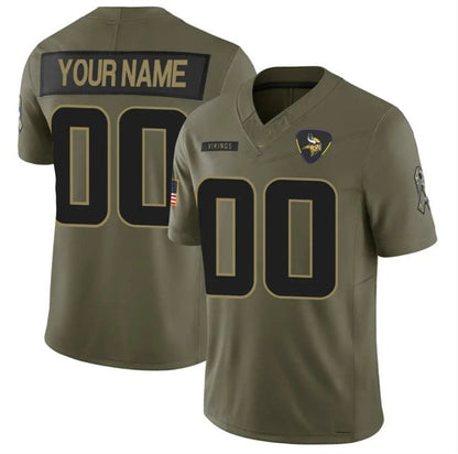 Custom MN.Vikings Active Player Olive 2025 F.U.S.E. Salute to Service Limited Stitched Football Jersey