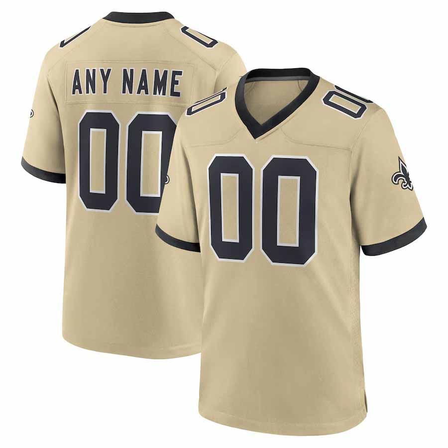Custom NO.Saints Gold Gameday Golds Alternate Game Stitched Football Jersey