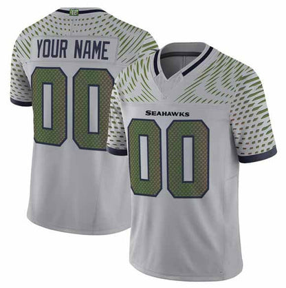 Custom S.Seahawks Active Player Gray 2025 F.U.S.E. Rivalries Vapor Untouchable Limited Stitched Football Jersey-PUHICS
